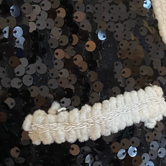 Iman Black sequined jacket with white rope trim sz S - Picture 7 of 8